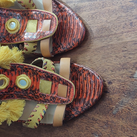 Kotur Guzel Bohemian Leather Snakeskin Stiletto Heels Size 10 Goddess Complex - Picture 6 of 16